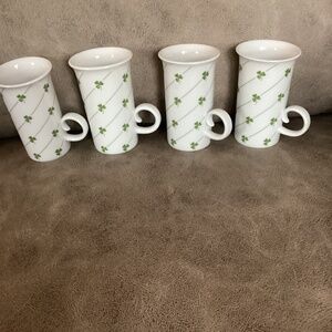 4 Shamrock Porcelain Irish coffee mugs by Toscany Japan